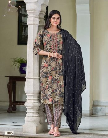 DESIGNER CAPSULE  SILK EMBROIDERY AND PRINT WORK TOP PANT WITH DUPATTA BLACK