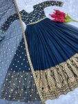 DESIGNER SILK EMBROIDERY SEQUENCE WORK GOWN WITH DUPATTA FESTIVAL WEAR WHOLESALE PRICE ETHNIC GARMENT (24)