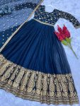 DESIGNER SILK EMBROIDERY SEQUENCE WORK GOWN WITH DUPATTA FESTIVAL WEAR WHOLESALE PRICE ETHNIC GARMENT (24)