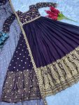 DESIGNER SILK EMBROIDERY SEQUENCE WORK GOWN WITH DUPATTA FESTIVAL WEAR WHOLESALE PRICE ETHNIC GARMENT (17)