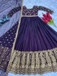 DESIGNER SILK EMBROIDERY SEQUENCE WORK GOWN WITH DUPATTA FESTIVAL WEAR WHOLESALE PRICE ETHNIC GARMENT (17)