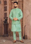 DESIGNER SILK EMBROIDERY SEQUENCE WORK MENS KURTA PAJAMA WITH KOTI FESTIVAL WEAR WHOLESALE PRICE ETHNIC GARMENT (2)