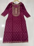 DESIGNER SLUB COTTON EMBROIDERY FOIL PRINT WORK ONLY KURTI CASUAL WEAR WHOLESALE PRICE ETHNIC GARMENT (9)