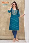 DESIGNER SLUB COTTON EMBROIDERY FOIL PRINT WORK ONLY KURTI CASUAL WEAR WHOLESALE PRICE ETHNIC GARMENT (2)