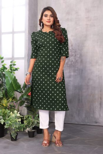 DESIGNER SUGAR CANE PRINT WORK TOP PANT SET GREEN