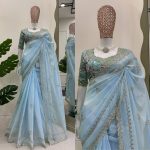 DESIGNER TABBY SILK THREAD AND SEQUENCE WORK SAREE WITH UNSTITCHED BLOUSE PARTY WEAR WHOLESALE PRICE ETHNIC GARMENT (6)