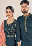 DESIGNER VISCOSE EMBROIDERY WITH WEAVING WORK COUPLE WEAR FESTIVAL WEAR WHOLESALE PRICE ETHNIC GARMENT (3)