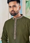 DESIGNER VISCOSE WEAVING STRIPE WITH EMBROIDERY WORK MENS KURTA PAJAMA FESTIVAL WEAR WHOLESALE PRICE ETHNIC GARMENT (4)