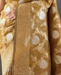 FANCY BANARASI SILK GOLD ZARI WEAVING WORK SAREE WITH UNSTITCHED BLOUSE PARTY WEAR WHOLESALE PRICE ETHNIC GARMENT (1)