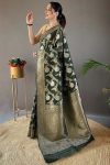 FANCY BANARASI SILK GOLD ZARI WEAVING WORK SAREE WITH UNSTITCHED BLOUSE PARTY WEAR WHOLESALE PRICE ETHNIC GARMENT (7)