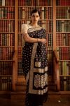 ANCY  BANARASI SILK WEAVING WORK SAREE WITH UNSTITCHED BLOUSE BLACK