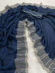 FANCY BLOOMING VICHITRA ZARI THREAD WITH STONE WORK SAREE WITH UNSTITCHED BLOUSE NAVY BLUE