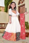 FANCY CHANDERI SILK PRINTED LACE WORK KID’S LEHENGA CHOLI WITH DUPATTA PARTY WEAR WHOLESALE PRICE ETHNIC GARMENT (2)