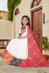 FANCY CHANDERI SILK PRINTED LACE WORK KID’S LEHENGA CHOLI WITH DUPATTA PARTY WEAR WHOLESALE PRICE ETHNIC GARMENT (2)