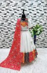 FANCY CHANDERI SILK PRINTED LACE WORK KID’S LEHENGA CHOLI WITH DUPATTA PARTY WEAR WHOLESALE PRICE ETHNIC GARMENT (2)