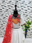 FANCY CHANDERI SILK PRINTED LACE WORK KID’S LEHENGA CHOLI WITH DUPATTA PARTY WEAR WHOLESALE PRICE ETHNIC GARMENT (2)