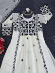 FANCY CHANDERI THREAD WITH SEQUENCE WORK TOP WITH DUPATTA FESTIVAL WEAR WHOLESALE PRICE ETHNIC GARMENT (20)