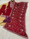 FANCY CHINON EMBROIDERY SEQUENCE WORK TOP BOTTOM WITH DUPATTA CASUAL WEAR WHOLESALE PRICE ETHNIC GARMENT (3)