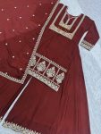 FANCY CHINON EMBROIDERY SEQUENCE WORK TOP PALAZZO WITH DUPATTA PARTY WEAR WHOLESALE PRICE ETHNIC GARMENT (3)