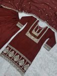 FANCY CHINON EMBROIDERY SEQUENCE WORK TOP PALAZZO WITH DUPATTA PARTY WEAR WHOLESALE PRICE ETHNIC GARMENT (3)