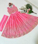 FANCY CHINON SEQUENCE EMBROIDEY WORK KID,S LEHENGA CHOLI WITH DUPATTA PARTY WEAR WHOLESALE PRICE ETHNIC GARMENT (24)