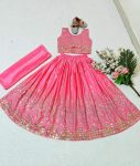 FANCY CHINON SEQUENCE EMBROIDEY WORK KID,S LEHENGA CHOLI WITH DUPATTA PARTY WEAR WHOLESALE PRICE ETHNIC GARMENT (24)