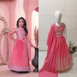 FANCY CHINON SEQUENCE EMBROIDEY WORK KID,S LEHENGA CHOLI WITH DUPATTA PARTY WEAR WHOLESALE PRICE ETHNIC GARMENT (24)