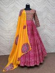 FANCY CHINON SILK DIGITAL PRINT AND EMBROIDERY WORK GOWN WITH DUPATTA FESTIVAL WEAR WHOLESALE PRICE ETHNIC GARMENT (3)