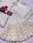 FANCY CHINON SILK EMBROIDERY SEQUENCE WORK TOP SHARARA WITH DUPATTA PARTY WEAR WHOLESALE PRICE ETHNIC GARMENT (4)