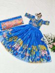 FANCY CHINON SILK PRINT WITH HAND WORK KIDS CHOLI LEHENGA WITH DUPATTA WEDDING WEAR WHOLESALE PRICE ETHNIC GARMENT (18)