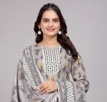 FANCY COTTON BLEND FOIL PRINTED TOP BOTTOM WITH DUPATTA PARTY WEAR WHOLESALE PRICE ETHNIC GARMENT (4)