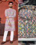 FANCY COTTON CHICKEN WITH SEQUENCE WORK MENS KURTA PAYJAMA FESTIVAL WEAR WHOLESALE PRICE ETHNIC GARMENT (10)