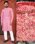 FANCY COTTON CHICKEN WITH SEQUENCE WORK MENS KURTA PAYJAMA FESTIVAL WEAR WHOLESALE PRICE ETHNIC GARMENT (12)