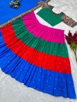 FANCY COTTON EMBROIDERY SEQUENCE WORK LEHENGA CHOLI WITH DUPATTA FESTIVAL WEAR WHOLESALE PRICE ETHNIC GARMENT (2)