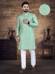 FANCY COTTON MIRROR WORK MENS KURTA PAJAMA FESTIVAL WEAR WHOLESALE PRICE ETHNIC GARMENT (2)