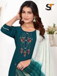 FANCY COTTON THREAD WORK TOP PANT WITH DUPATTA CASUAL WEAR WHOLESALE PRICE ETHNIC GARMENT (5)