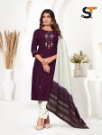 FANCY COTTON THREAD WORK TOP PANT WITH DUPATTA CASUAL WEAR WHOLESALE PRICE ETHNIC GARMENT (9)