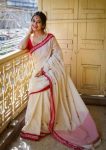 FANCY COTTON WEAVING JACQUARD BORDER WORK SAREE WITH UNSTITCHED BLOUSE FESTIVAL WEAR WHOLESALE PRICE ETHNIC GARMENT (52)