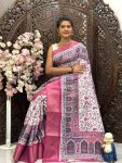 FANCY DOLA SILK DIGITAL PRINT WITH KANJIVARAM BORDER WORK SAREE WITH UNSTITCHED BOLUSE FESTIVAL WEAR WHOLESALE PRICE ETHNIC GARMENT (15)