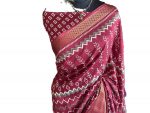 FANCY DOLA SILK PRINT WORK SAREE WITH UNSTITCED BLOUSE FESTIVAL WEAR WHOLESALE PRICE ETHNIC GARMENT (8)