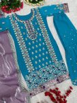 FANCY GEORGETTE CHAIN SEQUENCE WORK TOP PALAZZO WITH DUPATTA PARTY WEAR WHOLESALE PRICE EHTNIC GARMENT (4)