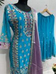 FANCY GEORGETTE CHAIN SEQUENCE WORK TOP PALAZZO WITH DUPATTA PARTY WEAR WHOLESALE PRICE EHTNIC GARMENT (4)