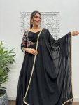 FANCY GEORGETTE EBROIDERY WITH STONE WORK GOWN BOTTOM WITH DUPATTA PARTY WEAR WHOLESALE PRICE ETHNIC GARMENT (2)