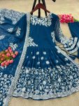 FANCY GEORGETTE EMBROIDERY MOTI LACE WORK TOP SHARARA WITH DUPATTA FESTIVAL WEAR WHOLESALE PRICE ETHNIC GARMENT (10)