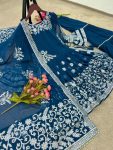 FANCY GEORGETTE EMBROIDERY MOTI LACE WORK TOP SHARARA WITH DUPATTA FESTIVAL WEAR WHOLESALE PRICE ETHNIC GARMENT (10)