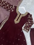 FANCY GEORGETTE EMBROIDERY SEQUENCE MOTI WORL GOWN BOTTOM WITH DUPATTA PARTY WEAR WHOLESALE PRICE ETHNIC GARMENT (3)