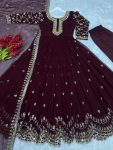 FANCY GEORGETTE EMBROIDERY SEQUENCE MOTI WORL GOWN BOTTOM WITH DUPATTA PARTY WEAR WHOLESALE PRICE ETHNIC GARMENT (3)