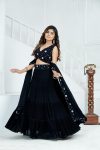 FANCY GEORGETTE EMBROIDERY SEQUENCE THREAD WORK LEHENGA CHOLI WITH DUPATTA PARTY WEAR WHOLESALE PRICE ETHNIC GARMENT (3)