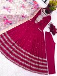 FANCY GEORGETTE EMBROIDERY SEQUENCE WORK GOWN BOTTOM WITH DUPATTA PARTY WEAR WHOLESALE PRICE ETHNIC GARMENT (4)