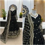 FANCY GEORGETTE EMBROIDERY SEQUENCE WORK GOWN WITH DUPATTA PARTY WEAR WHOLESALE PRICE ETHNIC GARMENT (6)